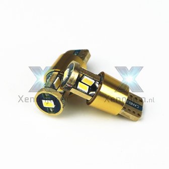 W5W/T10 9SMD Power Led Canbus met ring goud