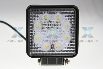 27 Watt vierkante werklamp 9-leds 12V en 24V